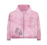 Hydrangea Thermal Zip Up Hoodie (Pink)
