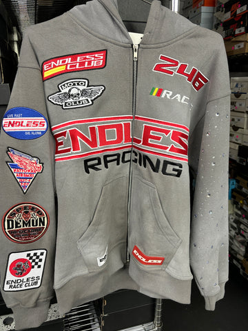 Endless Rhinestone Hoodie Grey