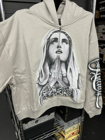 Awaited Prayers Up Zip Up Grey
