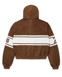 Cursive Zip Up Hoodie (Brown)