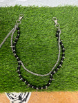 Black Beaded Spiked Wallet Chain