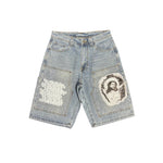 God Over Religion Denim Jorts