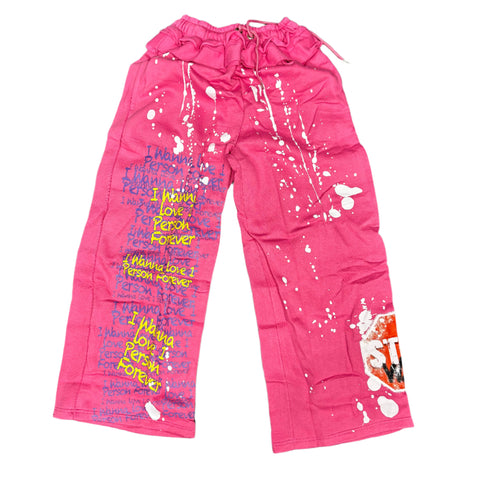 Love is War "Love 1" Splatter Sweats Pink