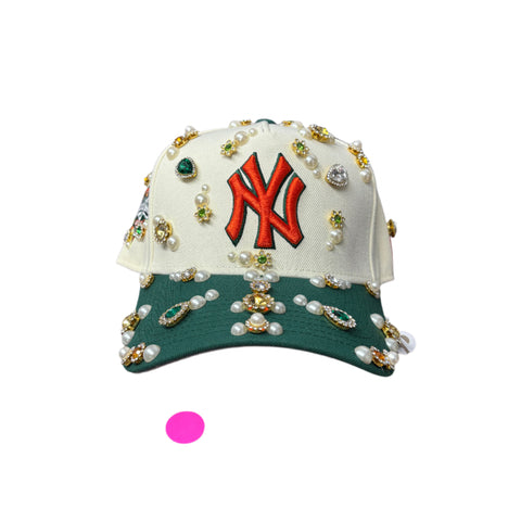 Yankees Orange Rhinestone Snapback