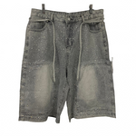 Crystal Denim Shorts Gray
