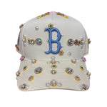 Cream Red Sox Rhinestone Snapback