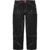 Contrast Stitch Double Knee Painter Jean (Black)