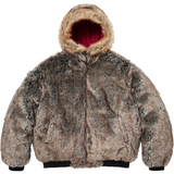 Reversible Faux Fur Hooded Work Jacket (Red)