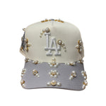 Cream LA Dodgers Rhinestone Snapback