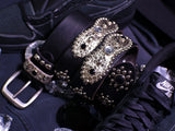 Cracked Metalic Studded Belt Black (1 of 1)