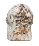 White/Brown Spider Cowhide Cap