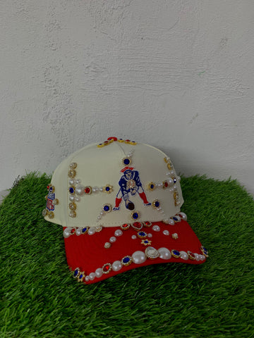Patriots Rhinestone Snapback Cream/Red