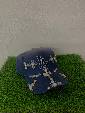 LA Rhinestone Snapback Blue