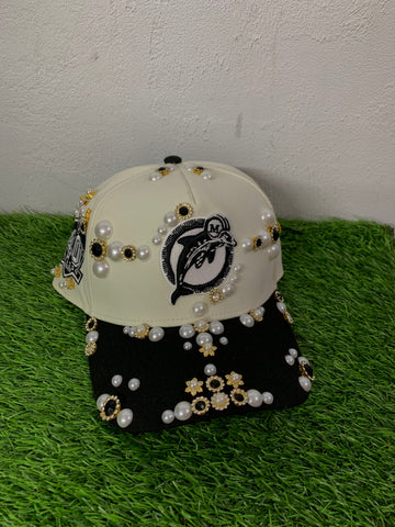 DOLPHINS RHINESTONE SNAPBACK Cream/Black