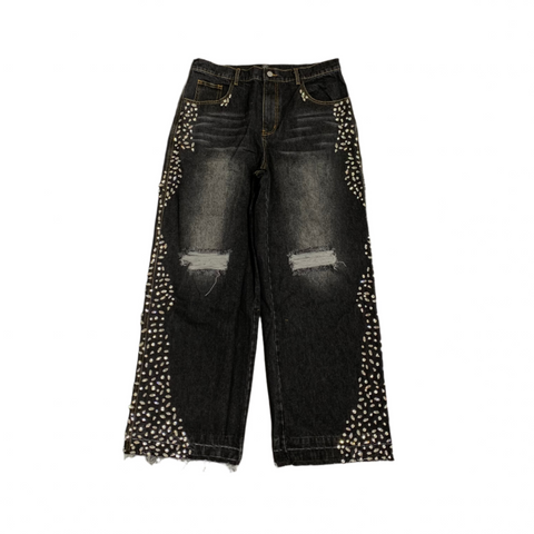 DRMCHSRS Rhinestone Denim Black