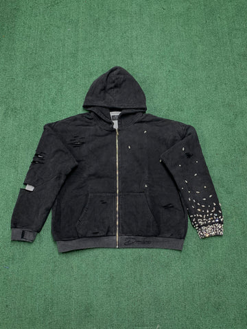 DRMCHSRS RHINESTONE ZIP UP BLACK
