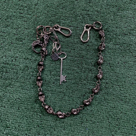 Skull Link Silver Key Wallet Chain
