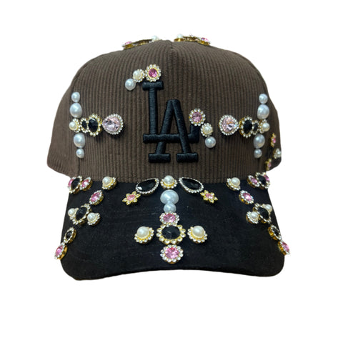 Brown LA Dodgers Rhinestone Snapback