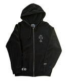 Wmns Cemetery Cross Zip Up Hoodie (Black)