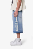Ultra Baggy Bone Denim Shorts (Blue)