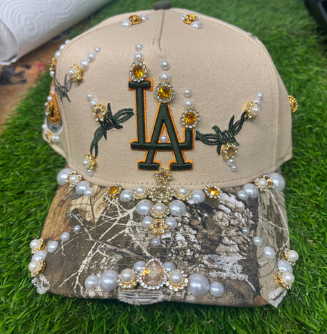 LA Barbed Wire Rhinestone Snapback