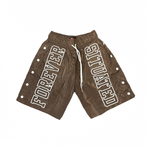 Forever Situated - FS Nylon Track Shorts Brown