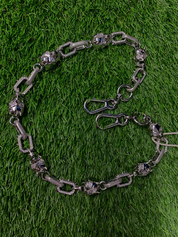 Devil Skull Spike Wallet Chain Silver