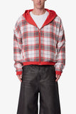 Reversible Flannel Zip Up Hoodie (Red)