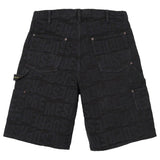 Repeat Jacquard Double Knee Denim Short (Black)