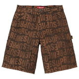 Repeat Jacquard Double Knee Denim Short (Brown)
