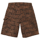 Repeat Jacquard Double Knee Denim Short (Brown)