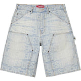 Repeat Jacquard Double Knee Denim Short (Light Wash)