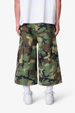 Extra Long Nylon Cargo Shorts (Camo)