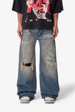Ultra Wide Distressed Denim