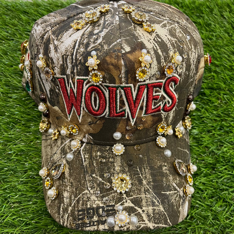 Camo Wolves Rhinestone Snapback