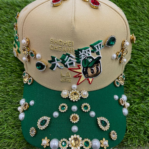 Japan LA Green Rhinestone Snapback