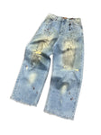 Birth of a Royal Child Dirty-Washed Brushing Wax Baggy Denim