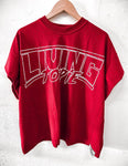 Living To Die DTF Taglaire Cut Off Red Tee