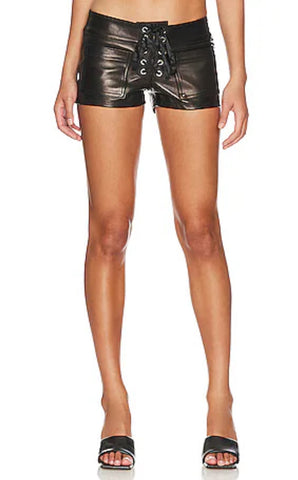 Leather Micro Lace Up Shorts