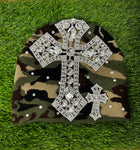 CUSTOM CROSS CRYSTAL BEANIE CAMO