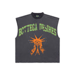 Bottega Desires Washed Cut off Sleeves Rhinestone Tee