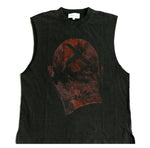“X head” cut off tee Red+Charcoal