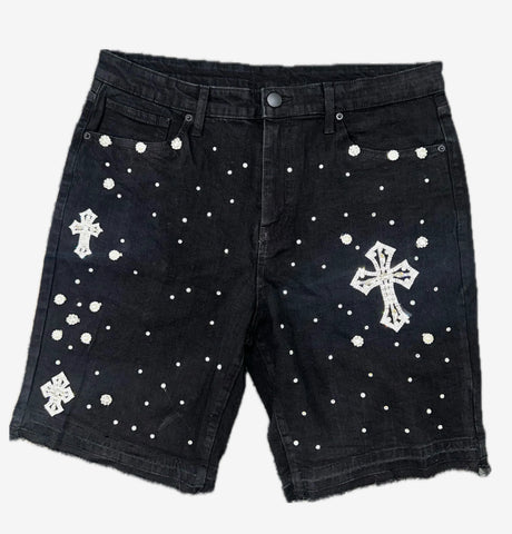 Jet Black Denim Shorts
