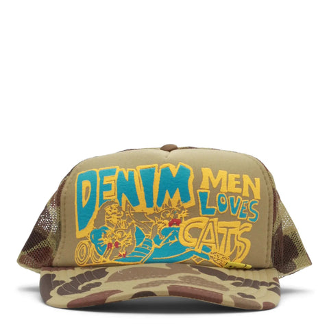 Kapital Camo Denim Men Loves Cats Truck Cap Yellow