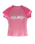 CHROME HEARTS PINK CROP TOP