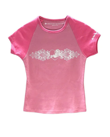 CHROME HEARTS PINK CROP TOP