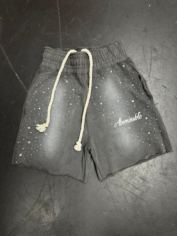 Rhinestone Gray Wash Shorts