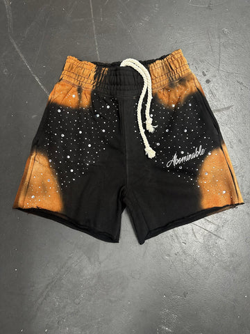 Rhinestone Black/Brown Tie Dye Shorts