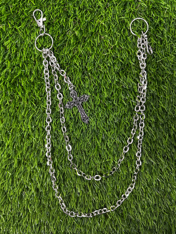 Chain Link w/ Gothic Cross Wallet Chain