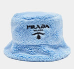 Celeste Blue Terry Contrast Logo Embroidered Bucket Hat